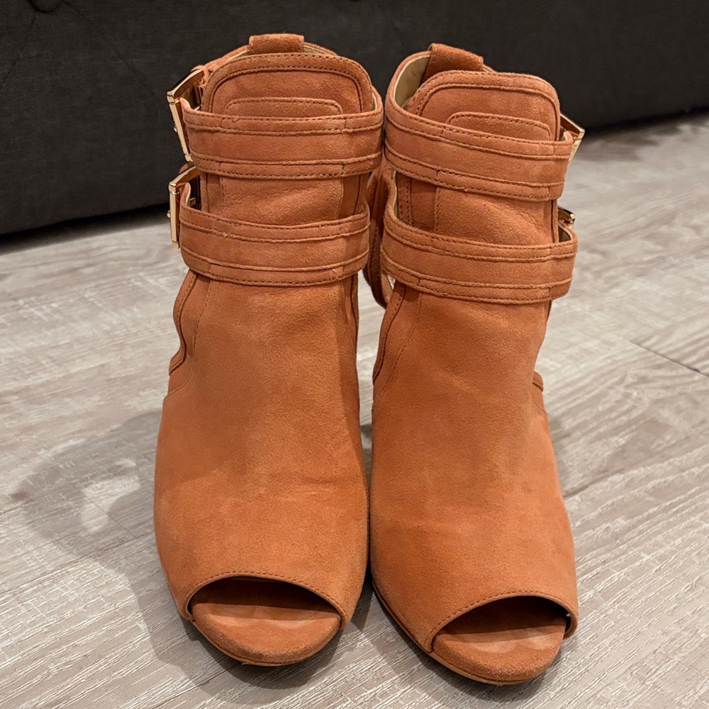 Michael Kors Tan Peep-Toe Ankle Booties